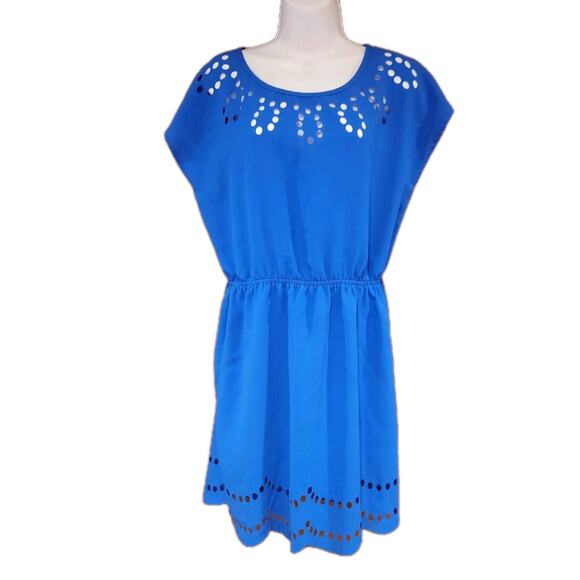 Akira Chicago Blue Scallop Cutout Dress Sz M - Picture 1 of 3